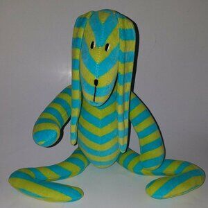 Max & Lulu Blue Green Striped Bunny Rabbit Lovey Plush Baby Toy Crocodile Creek